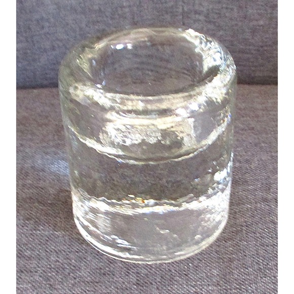 Unbranded Other - Heavy Clear Glass Crystal Cylinder Candle Holder Textured Ice Votive Pillar Base
